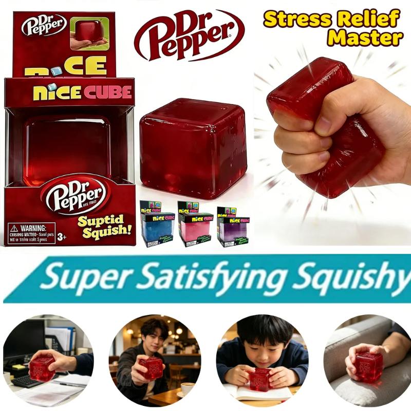 NEW Nee Doh Nice Cube Super Squeeze Sensory Fidget Toy, Translucent Red Stress Relief Squishy Cube for Kids Adult Anxiety Relief