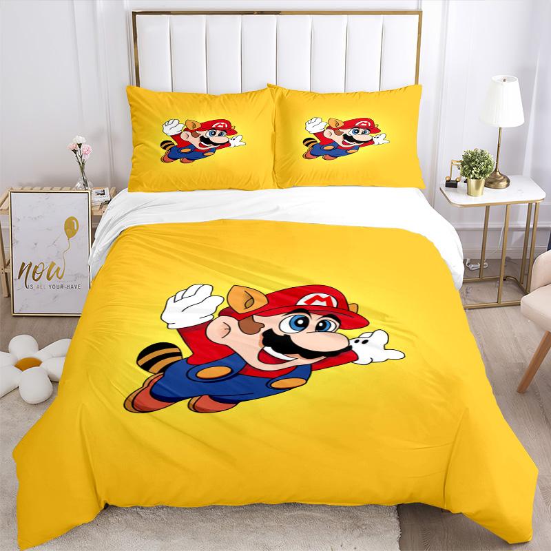 Super Mario Adventure Print 3Pcs Bedding Setduvet Cover With 2 Bedropillowcase Home Birthday Gift