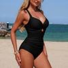Women Swimsuit Ruched Front Cutout Design Adjustable Straps Padded Bra Swimwear Bathing Suit for Beach Pool