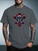 Unisex Summer White Short Sleeve Tee Cool Roaring Wolf Triangle Graphic Print Crew Neck Loose Male Casual Streetwear Tops