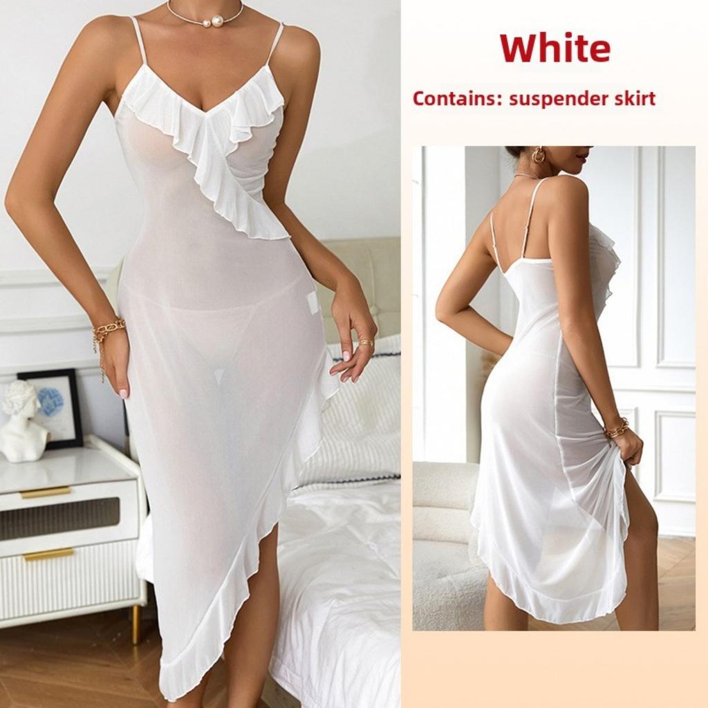 Sexy Mesh See-through Pajamas Sexy Underwear Suspenders Nightgowns Loungewear