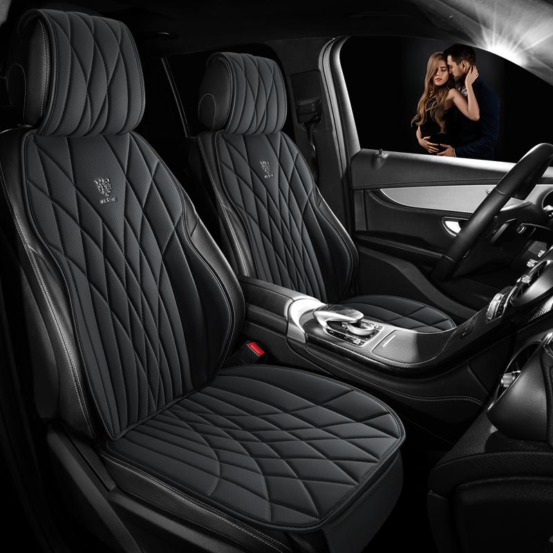 2 Seater Premium Perforated PU Leather Car Seat Covers 3D Stitching Soft Comfortable Breathable with Storage Pockets