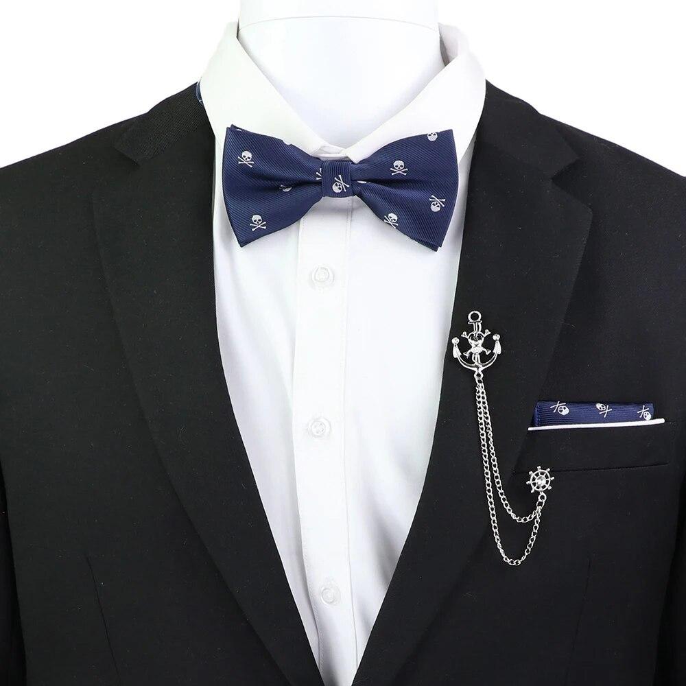 Набір краваток-метеликів, візерунок із зображенням черепа-дракона, чоловіки, платок із метеликами, брошка з китицями, весілля, вечірка на Хелловін,