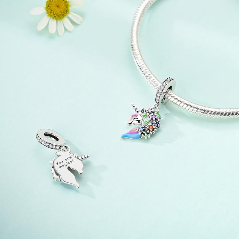 Kupfer Kirsche Pilz Anhänger Perlen Einhorn Dangle Passend für Original Armband Herstellung Modeschmuck