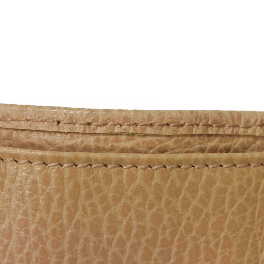 Used GG Marmont Double G Compact Wallet (9539), 735212, 7942, Calfskin Billfold Card Case and Coin Purse, Pink Beige,