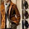 2023 Men's European & American Multi-Pocket Cowhide Velvet Casual Windbreaker Jacket