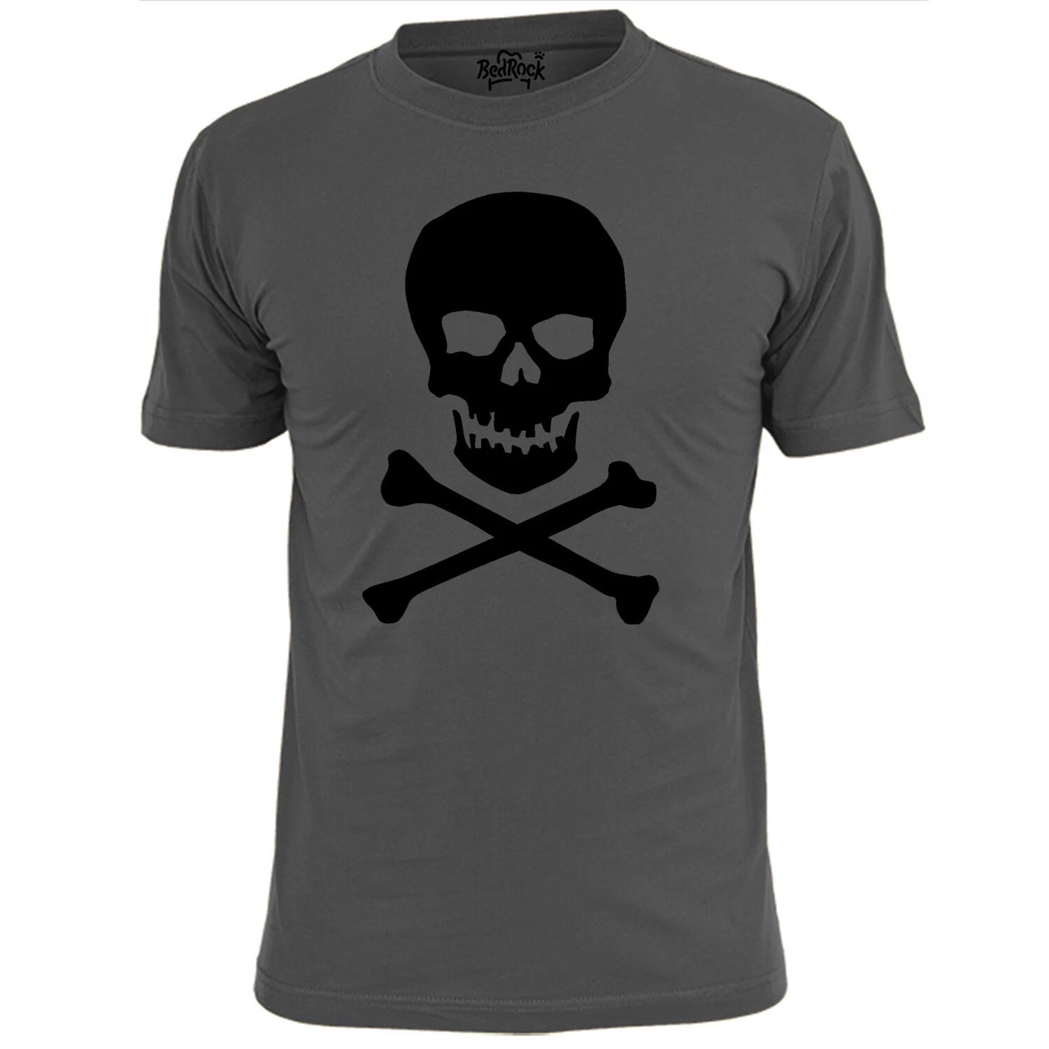 Mens Skull And Crossbones T shirt Pirate Jolly Roger Tombstone XL