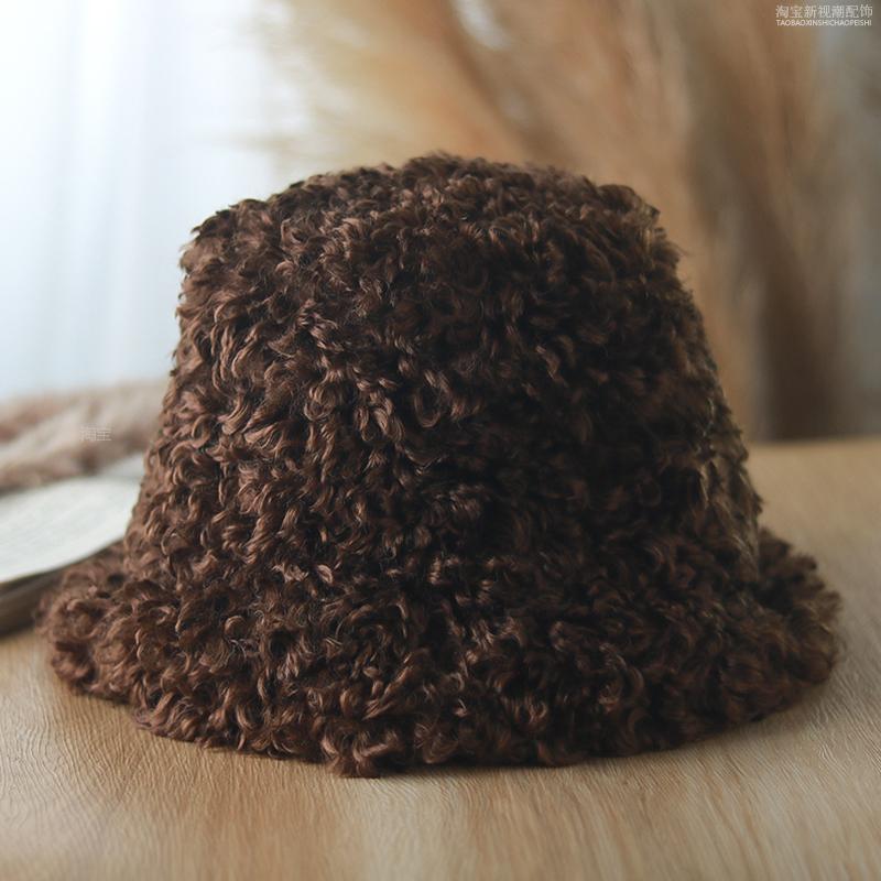 

Fisherman s hat children s winter thickened warm plush basin hat new teddy hair versatile face big eaves hat adult 55-58cm (average size)