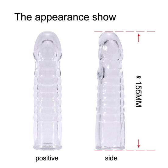 Men Transparent Condom Enlargement Thicken Lengthen Penis Sleeve Adult Sex Toy