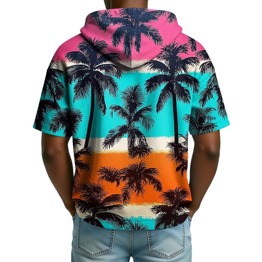 Sudadera Casual para Hombre con Capucha y Cremallera en el Cuello Manga Corta