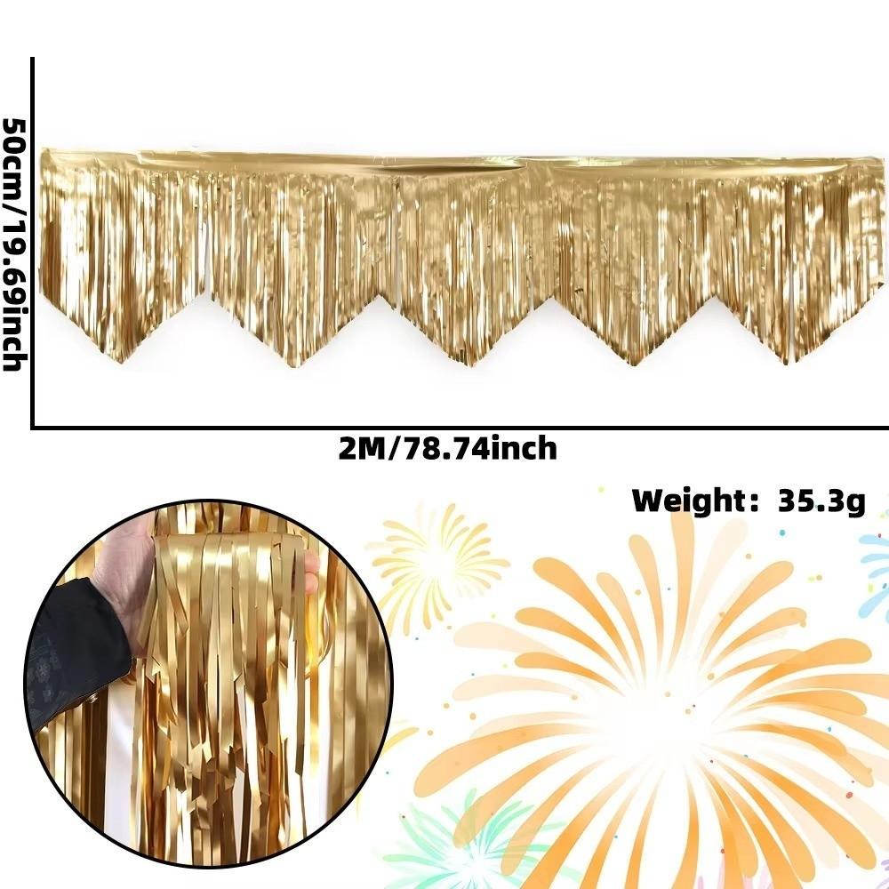 6.56ft Length Metallic Fringe Garland Tinsel Streamers Banner  Stage Party Decoration