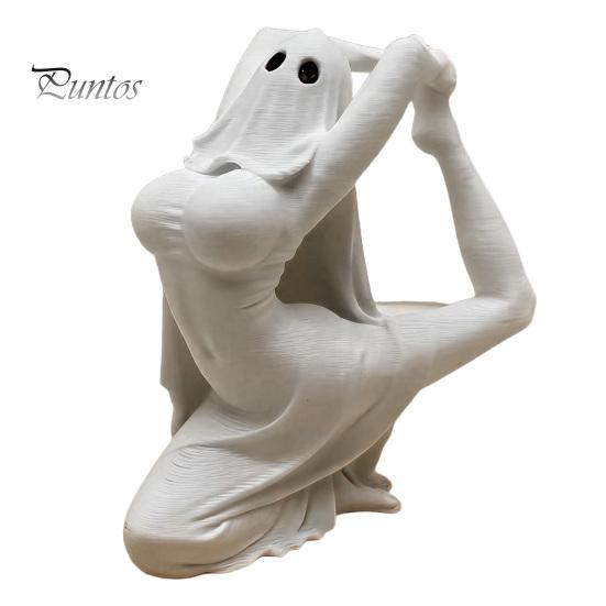 Mini Geistermädchen Ornament 3D Gedruckte Yoga Figur, Schreibtischdekoration, Kompakte Frauen-Accessoire-Skulptur mit Stabiler Basis, Einzigartiges Kreatives Geschenk weiß