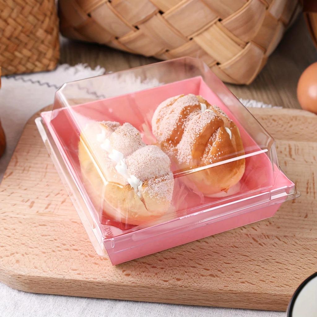 10pcs Transparent Baking Sandwich Packaging Boxes, Dessert Cake Boxes, Snow Skin Mooncake Layered Food Takeout Containers