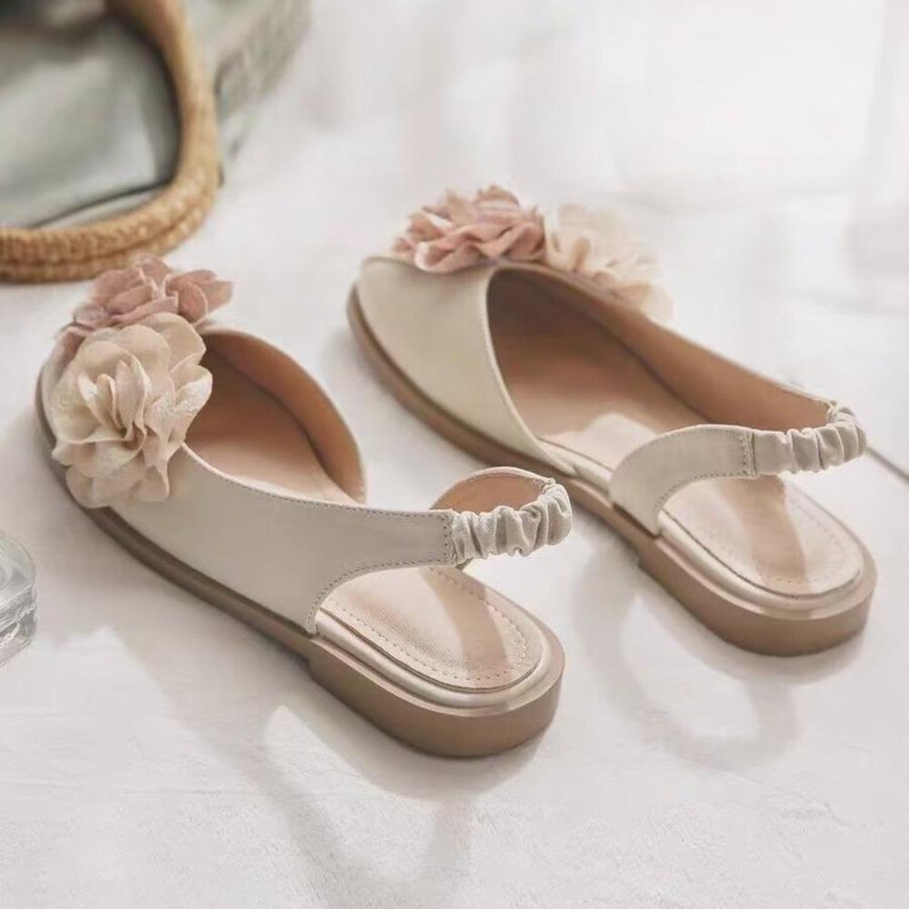 Women Summer Flat Sandals with Skirt Low Heel 1cm 3cm Comfortable Flower Design Female Shoes Women Sandals