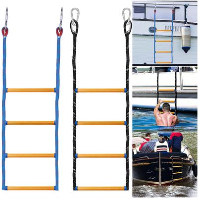 4 Step Boat Rope Ladder Folding Marine Rope Ladder Portable Rope Boarding Ladder Reusable Boat Ladder for Inflatable Boat Kayak