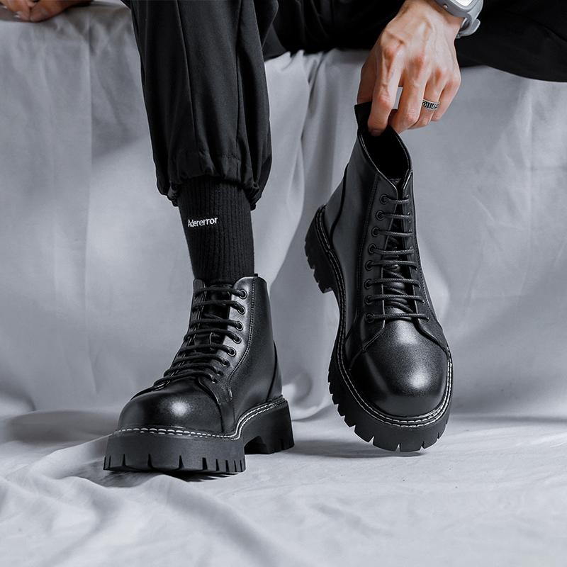Fashion 2025 Mens Leather Casual Boots New High Quality Outdoor Mens Dress Shoes Design Luxury Fashion Non-Slip Mens Ankle Boots