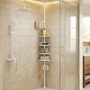 SONGMICS 4-Tier Shower Caddy, Corner Bathroom Shower Shelf, with Towel Bar, Adjustable Height, Rust-Resistant Steel, White