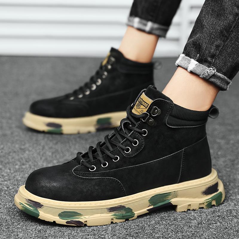 Scarpe Casual Stile Britannico da Uomo Autunno e Inverno Nuove Scarpe Fashion da Esterno Antiscivolo Impermeabili Resistenti all'Usura Stivali Alti
