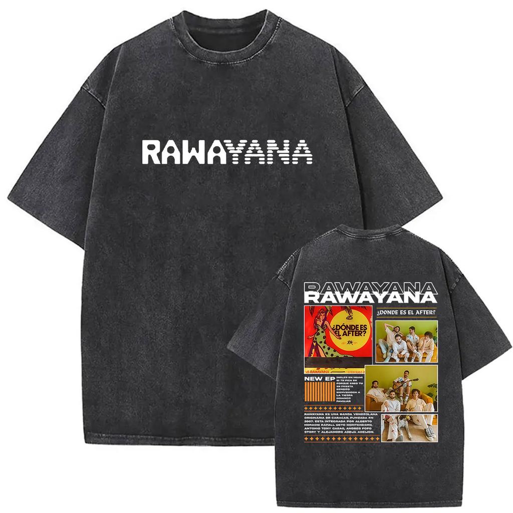 Vintage Washed Rawayana Donde Es El After Album  Print TShirt Men Women Hip Hop Pop Music Short Sleeve T Shirt Streetwear