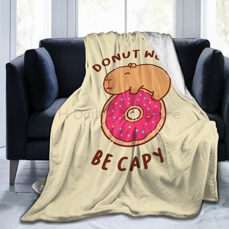 Cute Capybara Be Cappy Throw Blanket Ultra Soft Cozy Fleece Blankets Flannel Portable Lightweight Blanket for Bed Sofa Couch