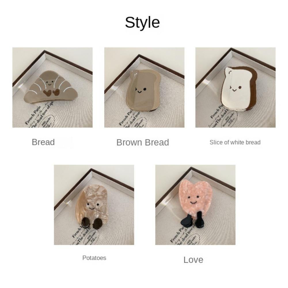 Cartoon Acetic Acid Grab Clip Acetic Acid Simulation Bread Bread Shape Hair Claw Claw Clip Ponytail Holder Croissant Claw Clip