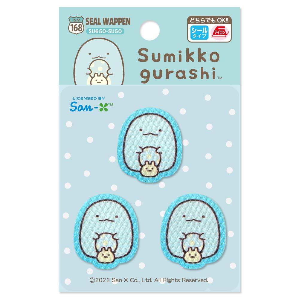 Irohaism Sumikkogurashi Lizard and Snail Wide x Stickers and Patches, 2.6cm 2.9cm High, 3-Pack, Iron-On Adhesives, SU650-SU50