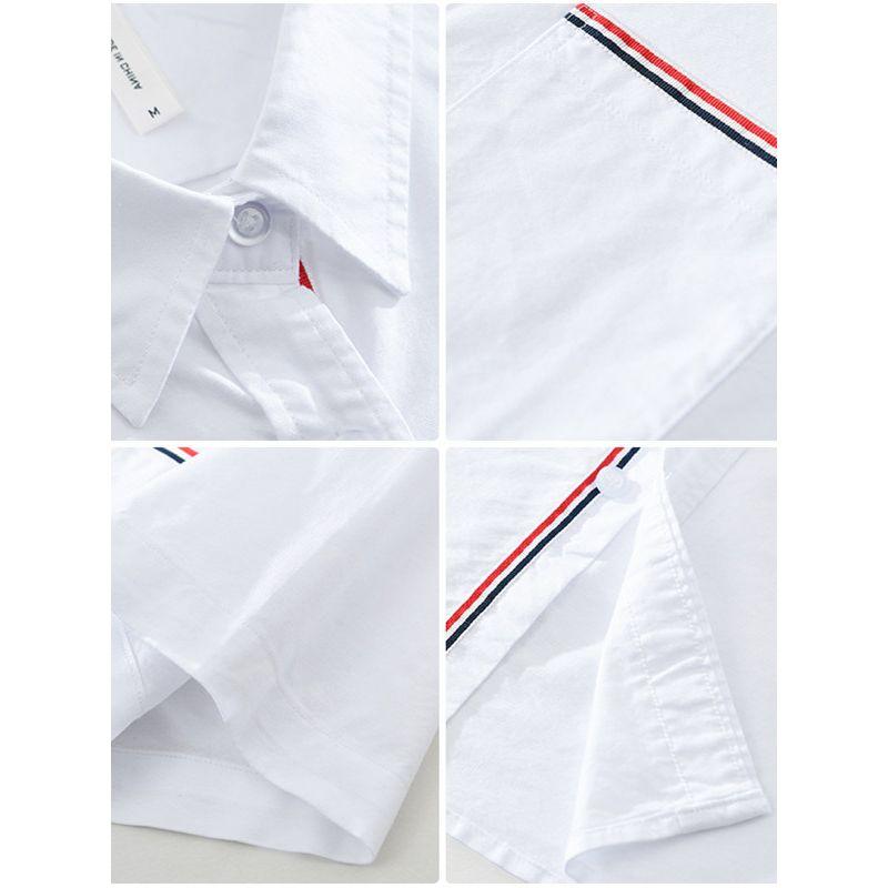 Summer Hong Kong TB Style Ribbon Pu Shuai Short Sleeve Shirts Men's Clothing Tokyo Fashion Brand Casual Shirt Pure Cotton Oxford New