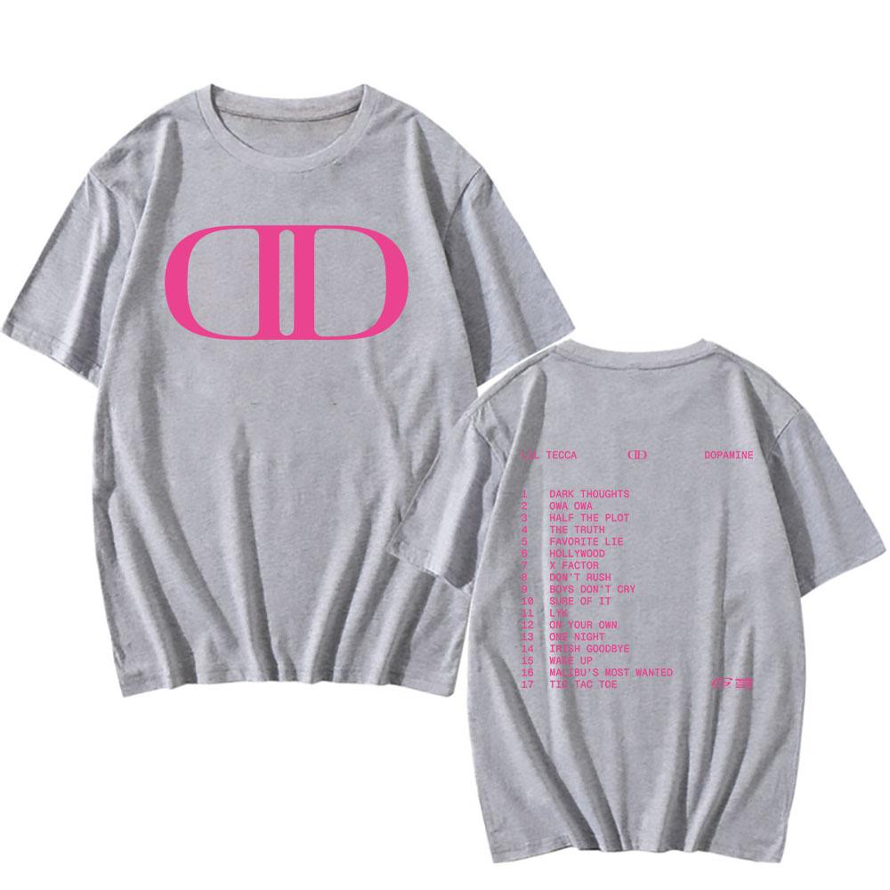 Lil Tecca DOPAMINE Camiseta del Álbum Impresión Gráfica de Rapper Camisetas de Moda Camiseta de Algodón de Manga Corta Unisex Streetwear Hip Hop Camisetas para Hombre