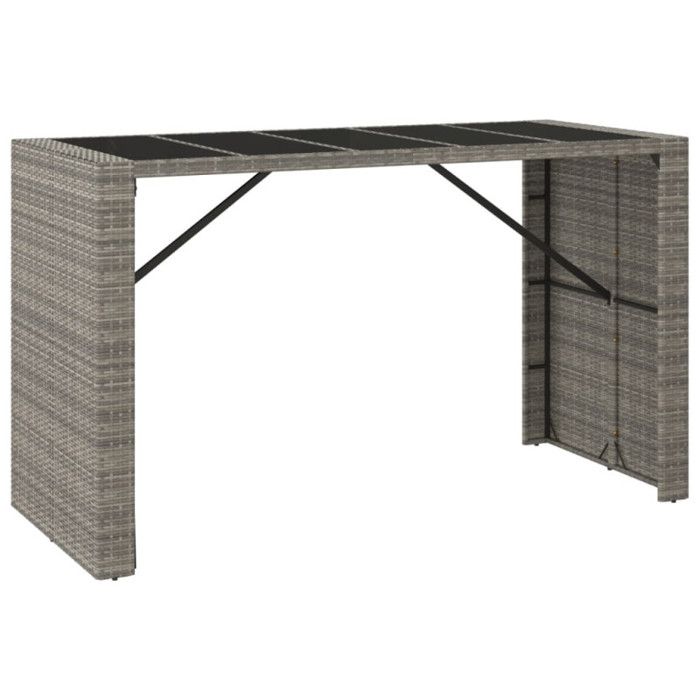 VidaXL Ensemble de bar de jardin 7 pcs avec coussins gris poly rotin, ensemble de table de bar, table et chaise de bar, 3200665