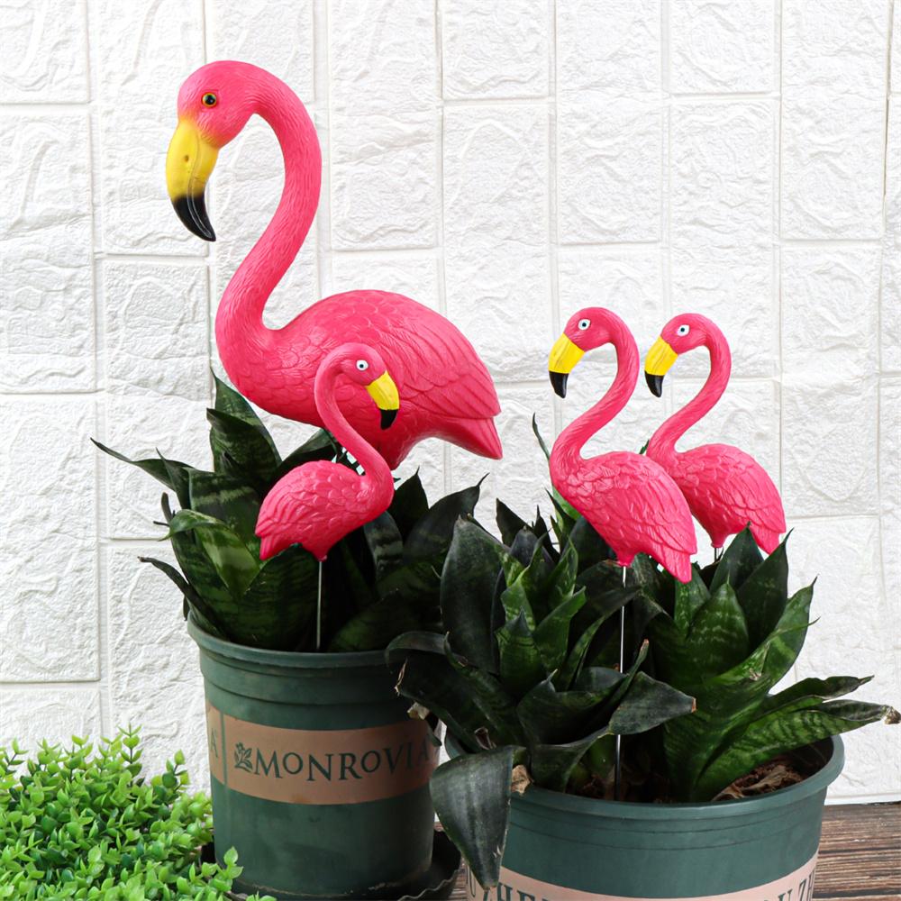 Mini Rosa Rot Klein Plastik Flamingo Hofdekoration Vogel Rasen Gartenpfahl Statue Figuren Ornament Blumentopf Pflanzgefäß