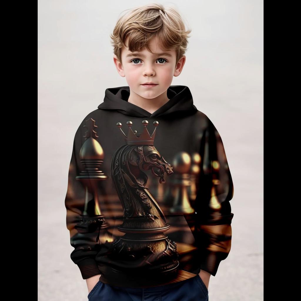 Kids Clothes Boys Hoodies Long Sleeve Trendy Chess Print Girl Clothing Kids Spring Fall Clothes Children Clothing Pullover