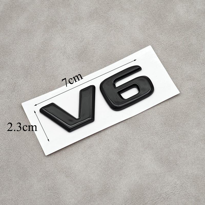 3D ABS V6 Logo Black Chrome Letter Badge Emblem Car Rear Trunk Sticker Decal For Auto Accessories
