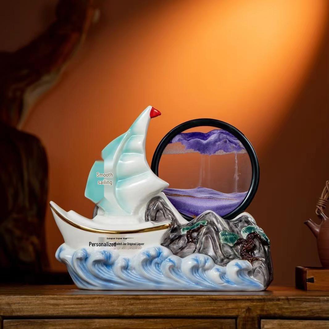 Эмалированная фарфоровая винная бутылка Jingdezhen «Двойное счастье» - емкость 3 цзиня