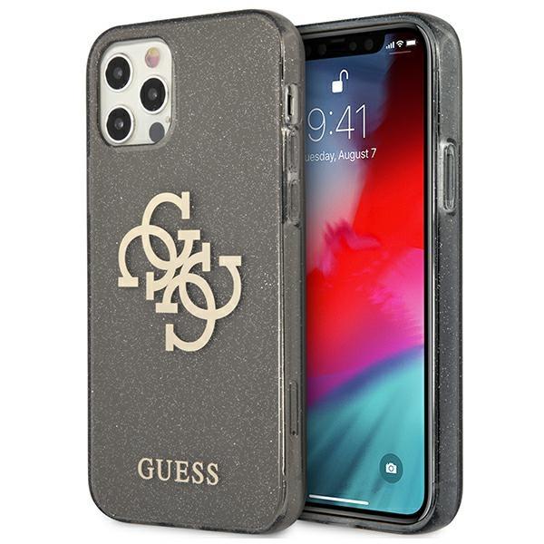 Guess Guhcp12Lpcugl4Gbk Iphone 12 Promax 6,7 Czarny/Black Twarde Etui Brokat 4G Duże Logo