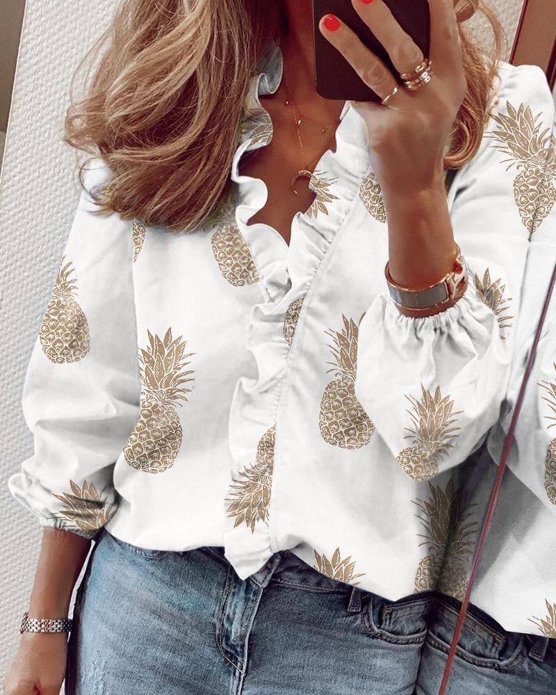 2026 European American Spring/Summer New Style Women's Long Sleeve Ruffle Shirt
