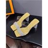 Sexy Rhinestone Thick High-heeled Women's Sandals 2025 Summer New Fairy Wind Transparent Belt Slippers Women's Outer Wear