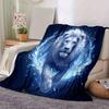 1pc Blue Flame Majesty Lion Blanket, Home Decorative for All Seasons, Living Room, Travel, Camping, Car Blankets