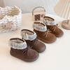 Mädchen Kurzstiefel im koreanischen Stil mit Fleecefutter und Schleife - 2025 Herbst/Winter Prinzessin Baumwollschuhe für Kinder