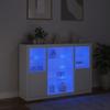 VidaXL Buffets avec lumières LED 3 pcs blanc bois d'ingénierie, meuble buffet, meuble de rangement de cuisine, meuble de 3209128