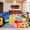 Large Area Carpet for Living Room Soft Short Plush Floor Mats Color Blocking Cartoon Bedroom Bedside Rug Home Decoration