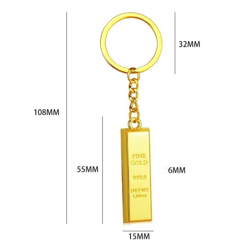 Gold Bar Keychain, Realistic Metal Ingot Key Ring , Luxury Car Keys Accessory for Men Women