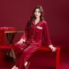 Wedding pajamas newlywed couple suit women's autumn and winter red island fleece warm flannel men's loungewear