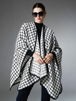 Winter Scarf Women Lady Layers Poncho Elegant Luxury Black White Plaid Wrap Shawl Casual Warm Scarve Capa Para Mujer Cloak New