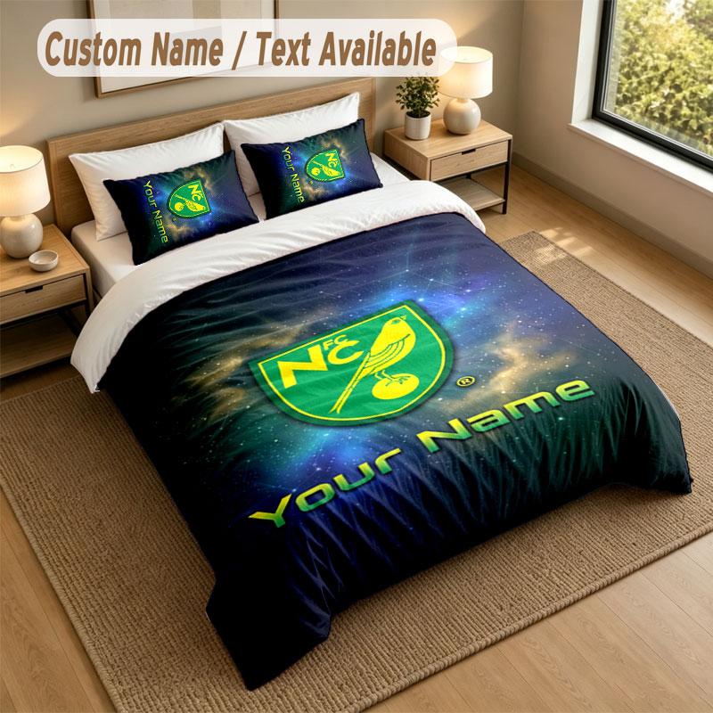 Bedding Set 1 Duvet Cover 2 Pillowcases Norwich City Print Soft Bed Linen Bedroom Decor