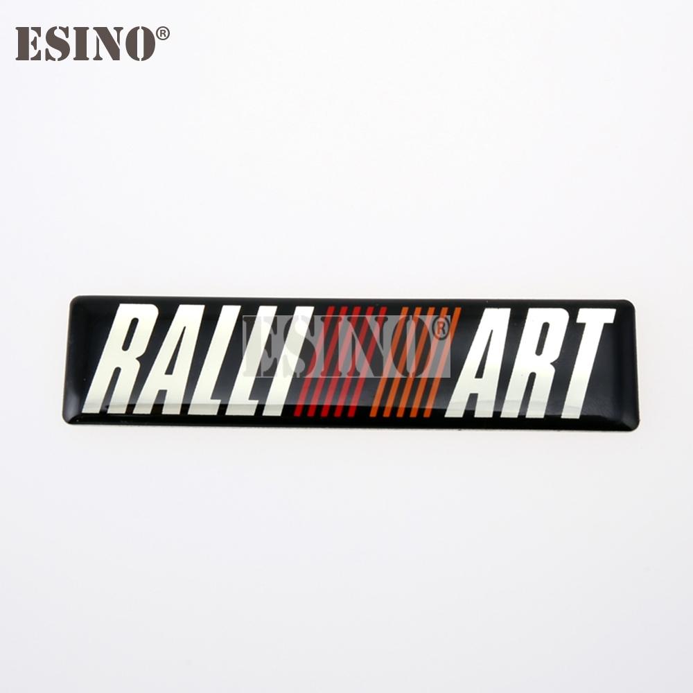 2 stk 3D Bilstyling Aluminium Lim Dekal Bilmerke Biltilbehør Selvklebende Merke for Ralliart Ralli Art