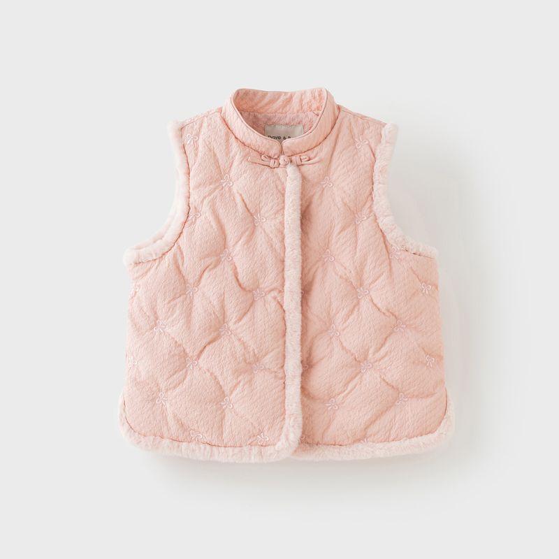 David Bella Girls  Waterproof down Vest Kidsren s down Jacket Women s Winter Clothing New Chinese Style Vest Jacket Kidsren s Clothing Rose Powder [Ready in Stock] 150