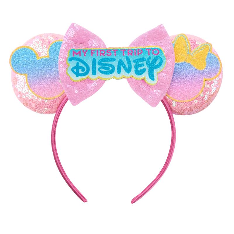 Trip Mickey Ears Headband For Girls Women Sequin Castle 5"Bow Hairband Festival Party Cosplay DIY Hair Accessories