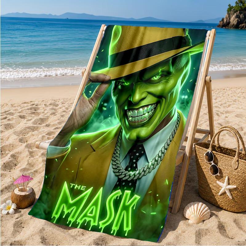 The Masked Green Man Beach Towel Microfiber Beach Towel, Lightweight and Quick-Dry, for Summer Travel, Swimming Pool Fan Birthday Gift
