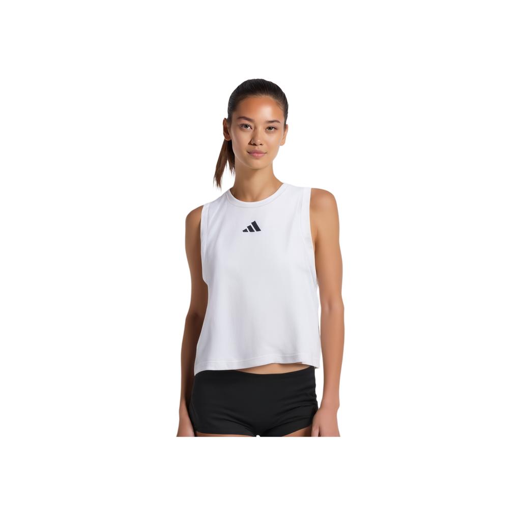 Adidas Logo Short Sleeve Round Neck Sleeveless Vest Women Tops White JJ3496