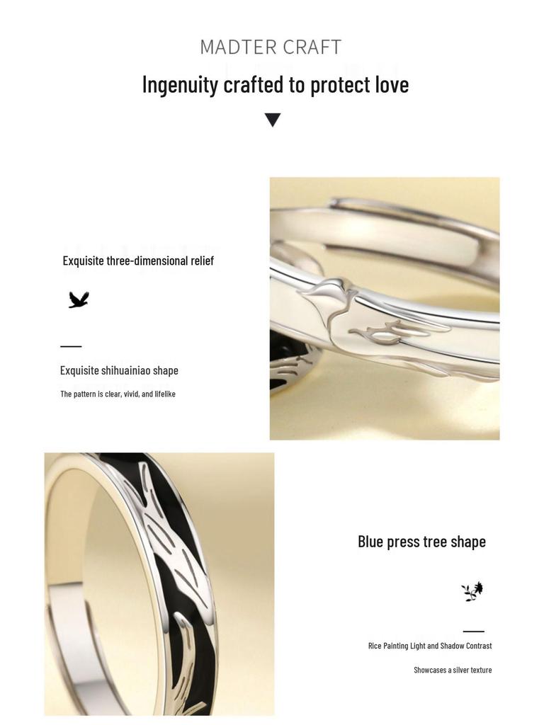 Sterling Silver Bird & Blue Gum Couples Rings: A Unique Christmas Gift for Women & Men.
